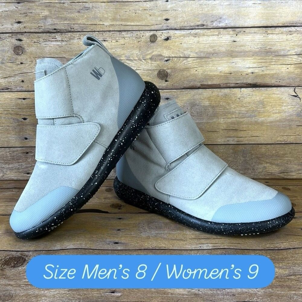 World Boots Lees Limestone blue Velcro Mid Top Sneakers Mens 8 Womens 9‎